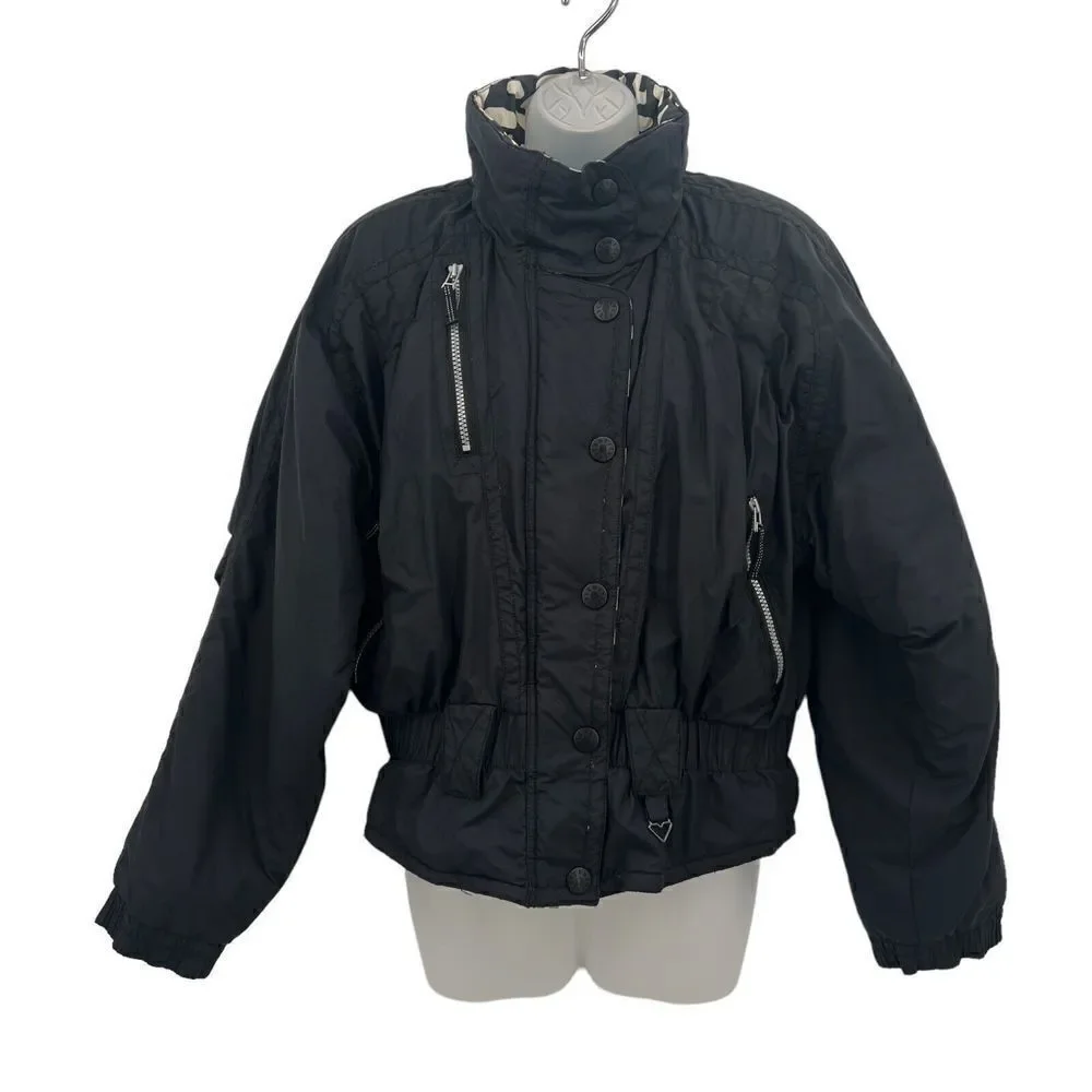 OBERMEYER Nell Jacket Womens 12 Black Puffer Coat Ski Snowboard Bomber Crop